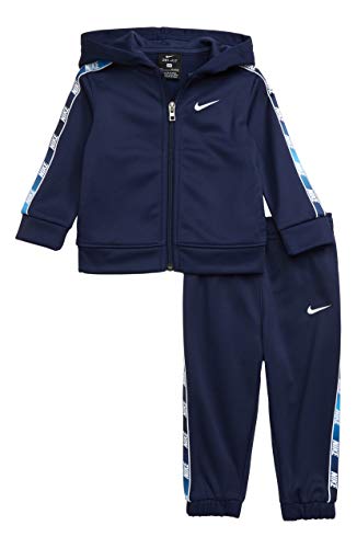 Nike Boy`s Therma Fleece Full Zip Hoodie & Jogger Pants 2 Piece Set (Midnight Navy(66F4360U90)/White, 24 Months)