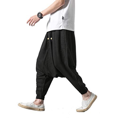Seidarise Men's Harem Pants, Drop Crotch Pants, Genie Pants Plus Size Harem Jogge Balloon Yoga3