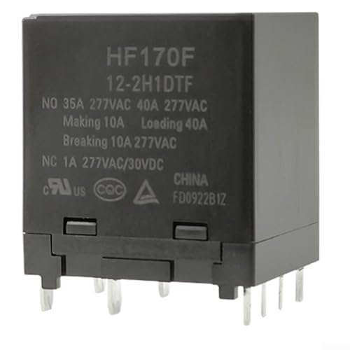 Image of HF170F 40A Power Relay 24V DC Fast Response 4ms PCB Mount for Industrial Automation Solar Inverter HVAC Control Systems Black(HF170F-12-2H1DTF)