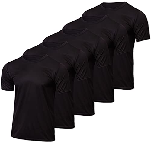 Real Essentials 5 Pack Men’s Active Quick Dry Mesh Crew Neck T Shirts | Athletic Short Sleeve Tee - Set 1, 3X
