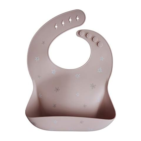 Mushie Silicone Baby Bib | Adjustable Fit Waterproof Bibs (Daisy) Cover