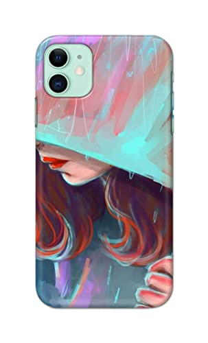 Image of PRINTFIDAA Pretty Woman Under The Umbrella Painting Printed Designer Hard Case for Apple iPhone 11 (6.1 inch), A2221, A2111 Back Cover -(e) RPM1007