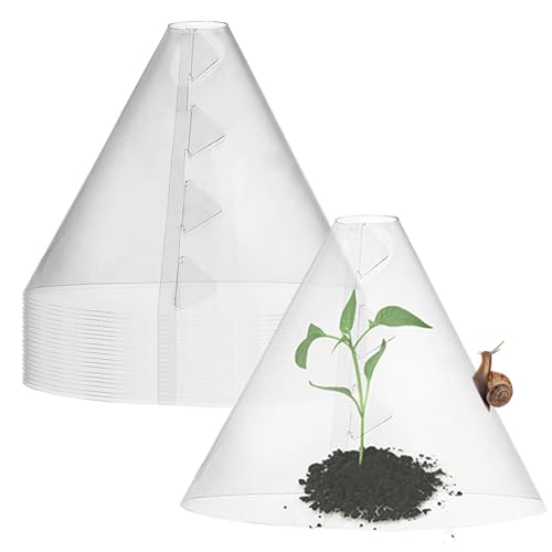 KUYYFDS Clear Garden Cloches for Plants, 30PCS Ventilated Tapered Plant Frost Covers, Reusable Plastic Plant Covers Spliceable Protectors to Protect Plants from Snails, Birds, Slugs, Frost