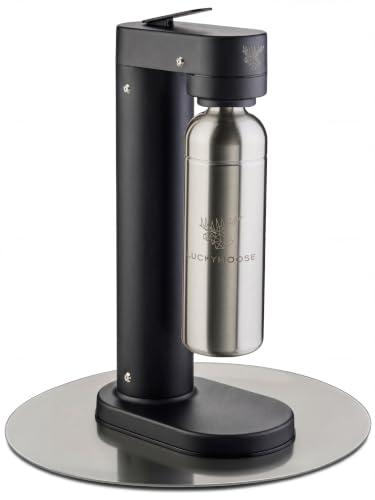 Luckymoose Infinity-S Wassersprudler aus hochwertigem Edelstahl (Black/Silver) inkl. 2x 1 25L Edelstahlflaschen extra hygienische herausnehmbare Düse Langlebige CO Sprudelwasser Maschine