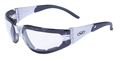 Global Vision Eyewear Rider Plus Anti-Fog Safety Glasses with Silver Temples and EVA Foam, Clear Lens