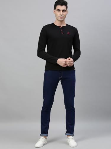 Image of Urbano Fashion Men's Solid Henley Neck Slim Fit Full Sleeve Cotton T-Shirt