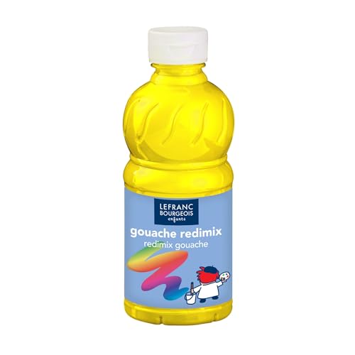Lefranc & Bourgeois Educación, Gouache líquida Redimix, témperas para niños, 250ML Amarillo primario, Pinturas para niños y Manualidades