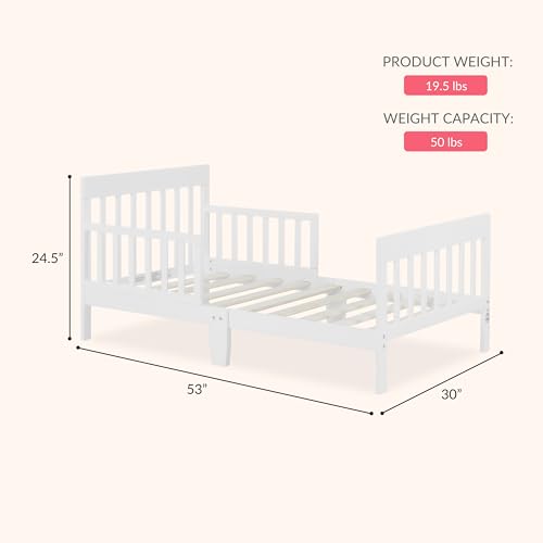Image of Dream On Me Finn Toddler Bed, GREENGUARD Gold, Pinewood, White