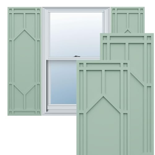 Ekena Millwork TFP001SK12X028SG True Fit PVC Shaker (Per Pair-Hardware Not Included) Fixed Mount Shutters, 12-in. W x 28-in. H, Seaglass