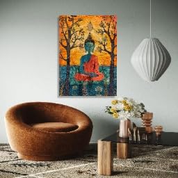 Tableau Bouddha en méditation 50x75 pour salon zen - 2