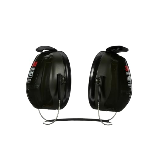 Image of 3M PELTOR Hearing Protection Optime 101 Earmuffs, Unisex-Adult, Behind the Head, H7B, 25 dB NRR, Adjustable Earcups, E-A-Rfit Compatible, Stainless Steel, Pack of 1, Black /Red