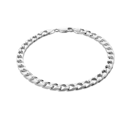 STERLL Bracciale Maschile In Argento 925 Massiccio Con Chiusura A Moschettone