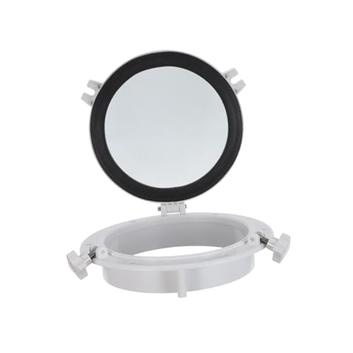 TOMETURE Marine Boat Port Insert Porthole Cover with Tempered Glass and Stainless Steel, White Circular Port Holes Window for Rv and Motorhome Window Replacement