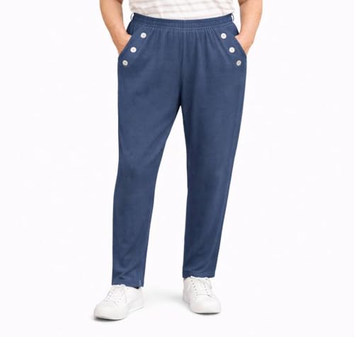 Seniorenmode24 Damen Senioren Schlupfhose mit Gummizug Kurzgröße Knopfapplikation ideal für pflegebedürftige Omas einfach anzuziehen (DE/NL/SE/PL, Numerisch, 50, 52, Regular, Regular, blau) Seniorenmode24 Damen Senioren Schlupfhose mit Gummizug Kurzgröße Knopfapplikation ideal für pflegebedürftige Omas einfach anzuziehen (DE/NL/SE/PL, Numerisch, 50, 52, Regular, Regular, blau)