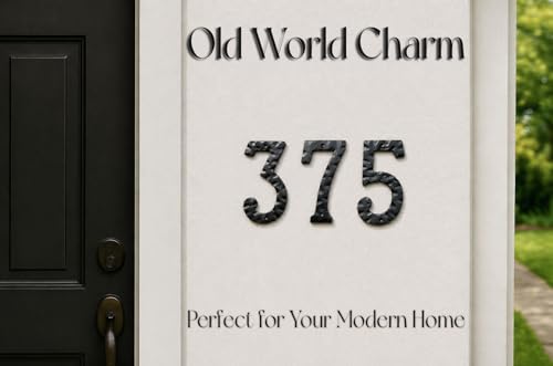 Image of NACH House Numbers for Outside, 6 inch Black Address Numbers for House - Number 9 - Rustic Numbers for Outside with Mounting Hardware