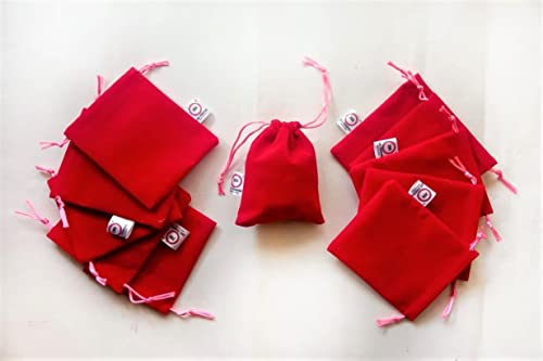 Image of 2DS Velvet Small Potli Bags For Return Gifts, Small Batwa for Jewellery Gifting pouch. Red colour velvet potli. Wedding gift potli /Jewellery Pouch, Shagun Potli Set, Coin Pouch