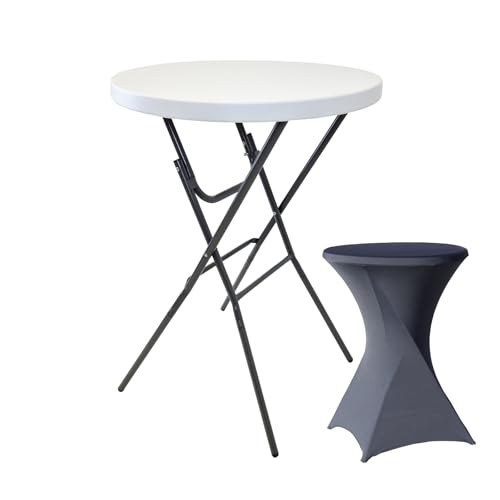 TRUTZHOLM Stehtisch ca. Ø 80 cm wahlweise mit Husse Bistrotisch Partytisch Klapptisch Biertisch + Decke (Stehtisch inkl. Husse anthrazit)