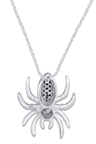 AFFY Round Cut White & Black Natural Diamond Spider Pendant Necklace in14K Gold Over Sterling Silver (0.09 Cttw)3