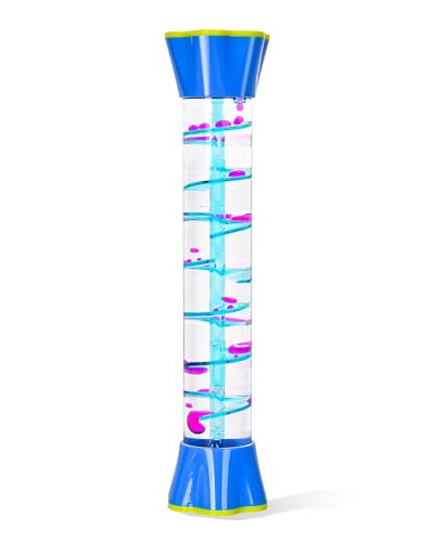 WARTTOY 1-Piece Colourful Liquid Bubble Stress Relief Tubes - Soothing Sensory Flow Fidget - Creative Cylindrical Hourglass Liquid Timer -Quirky Home&Office Desk Decoration(1P Classic Edition)