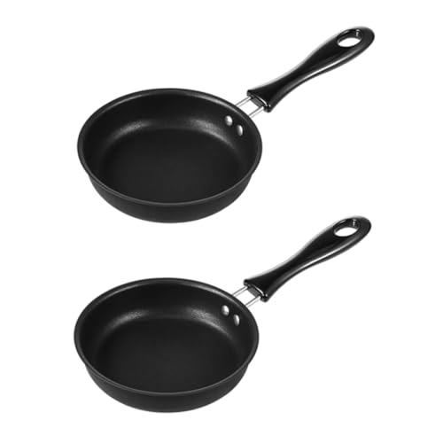 TOBBOMEY 2 piezas Mini Sartén de Hierro Antiadherente para Huevos de Resistente al Calor Mango Seguro para Cocinar Desayunos y Uso Diario Cocina