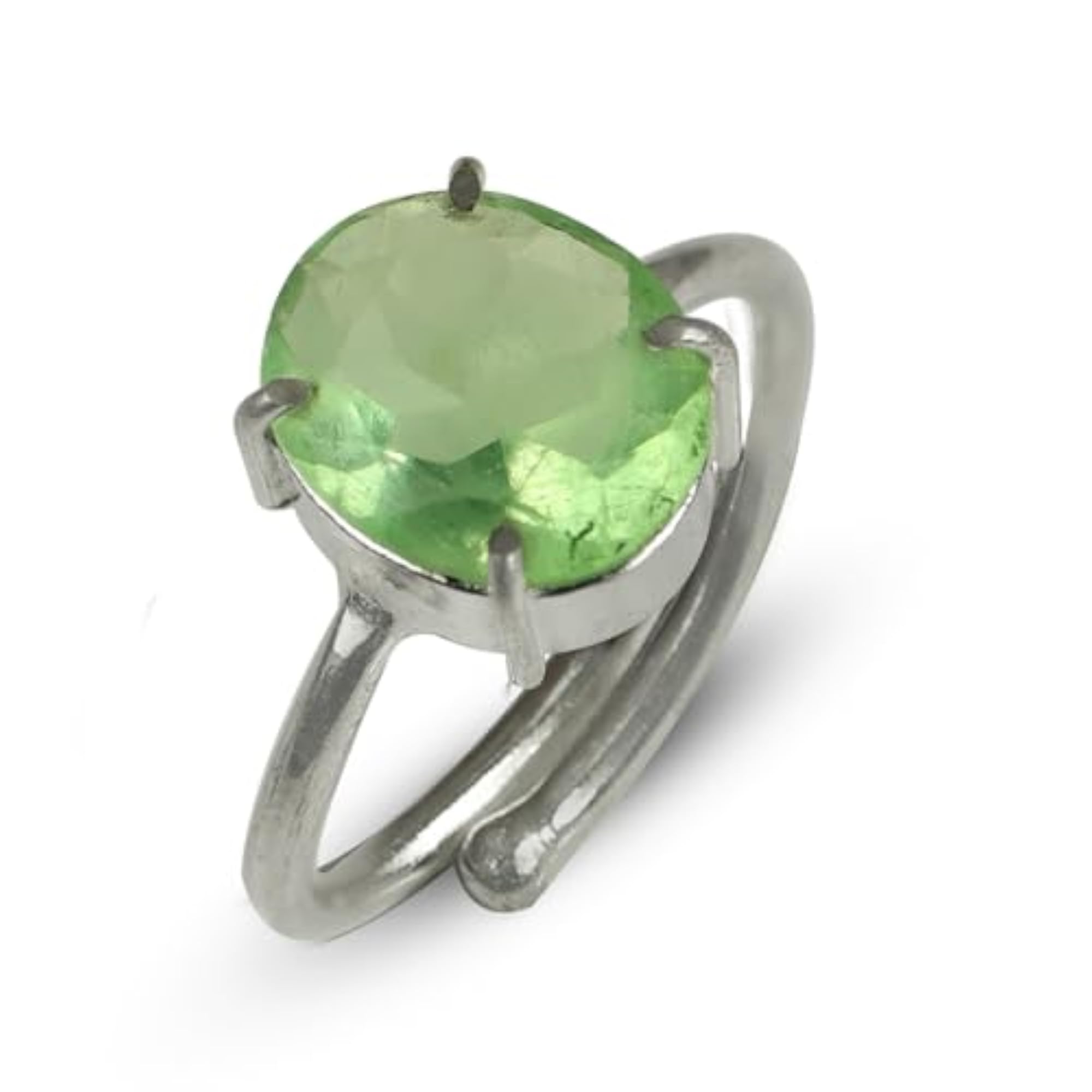 Natural Green Flourite Adjustable Gemstone Ring for Unisex