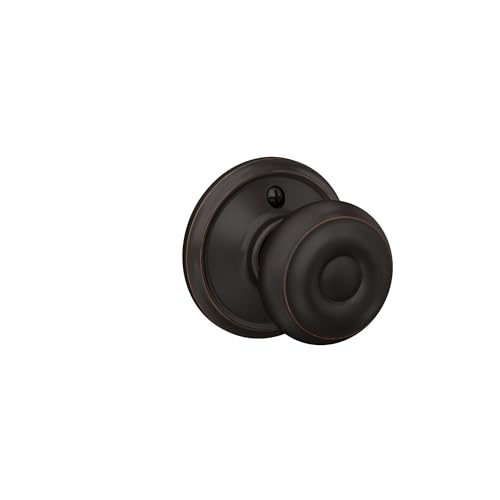 Image of Schlage F170 GEO 716 Georgian Door Knob, One Sided Non-Turning Dummy Door Handle, Aged Bronze
