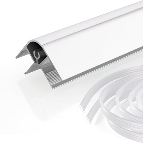 MOMENTS OF GLASS Perfil de esquina de aluminio en forma de U de 8x8 mm de grosor con 2 junta de goma incluida, altura 200 cm