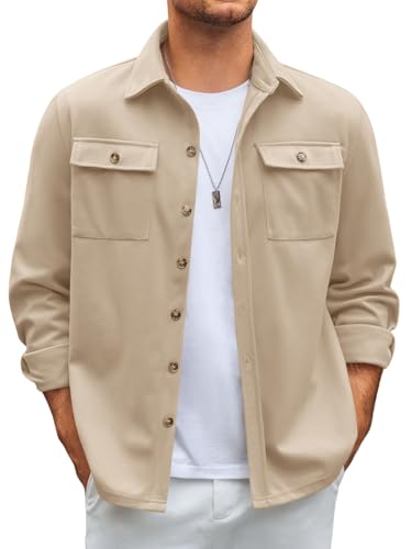Runcati Mens Shirt Jacket Long Sleeve Button Down Casual Shacket