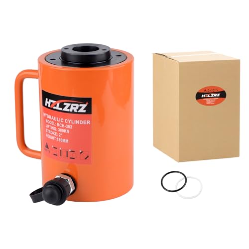 Image of HZLZRZ 30T Hydraulic Cylinder Jack Hollow Single Acting Hydraulic Ram Cylinder, Hydraulic Lifting Cylinders 2 inch(50mm) and Porta Power Kit(RCH-302)