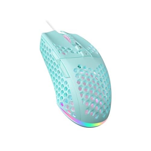 SM900 Green Wired Gaming Mouse with Honeycomb Shell,12800 DPI,7 Programmable Buttons,Lightweight Gaming Mice Ergonomic Computer Mouse Gaming for Windo