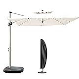 パラソル ガーデンパラソル 220/250cm パラソルカバー 風に強い 長方形 大型 ビーチパラソル ガーデニング 庭 テラス アウトドア ビーチ キャンプ 日傘 家庭での使用 商業利用 (220cm, オフホワイト)