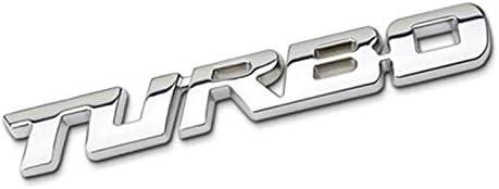 Turbo Logo Sticker for All Cars, Metal (Small - 9.8 cm x 1.1 cm, Silver)