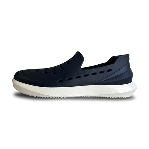 STRATO Swank | Slip on Sneakers-Shoes | Unisex - Unbeatable Coziness Massage Pods | Air-Light | Waterproof - Black/White - M5/W7