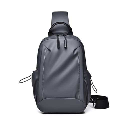FANDARE Bolsos de Hombro Cruzados PU Piel Impermeable Bolso Bandolera Chico Bolsas de una Sola Correa Ciclismo Mensajero Trabajo de Pecho asimétrico Sling Crossbody Bag Gris