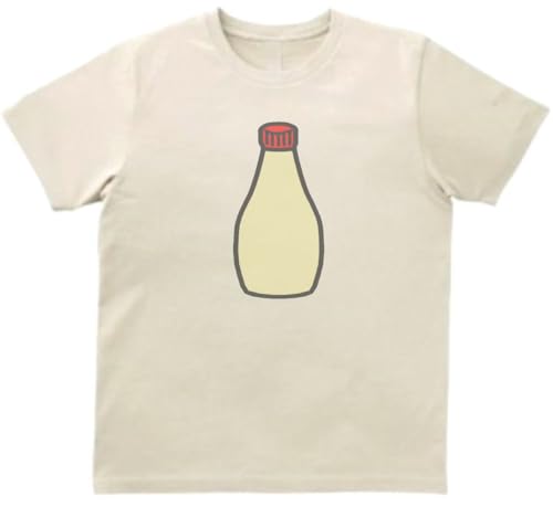 マヨネーズ 食べ物 飲み物 Tシャツ ハイクオリティヘビーウェイト 透けない 厚手 7.4オンス 半袖 ライトベージュ v-hkokm481