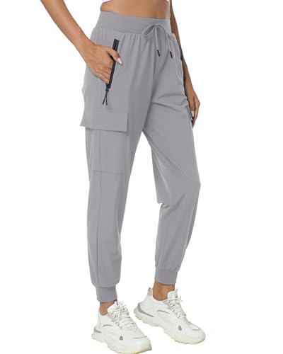 Women's Joggers with Pockets Lightweight - Water Resistant Cargo Athletic Pants for Hiking Running Camping Travel