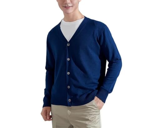 Men's Autumn Winter Knitwear Cashmere Blend Cardigan Outerwear V-Neck Solid Color Warm Basic Cardigan2