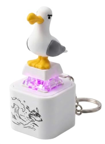 CEAJUSIOT Seagull Mine Keychain Button with Sound Rechargeable Keyboard Clicker Fidget Toys Stress Relief Noise Maker Animal Keycaps Funny Gifts