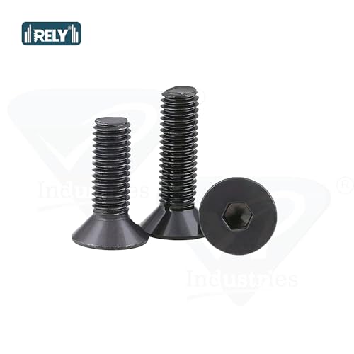 Image of Rely⇒VP INDUSTRIES (Pcs-25) M6X30 mm CSK Allen Head Screw High Tensile 10.9 Grad | Countersunk Allen Head Bolt with Allen Key 1 pc Free | Allen CSK Head Screw High Tensile Alloy Steel Black