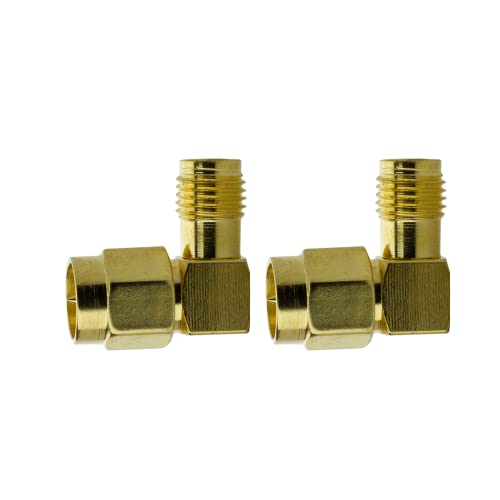 Conector coaxial en ángulo recto SMA macho a hembra 2 unidades miniatura 1