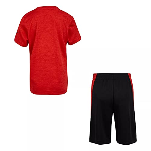 Image of Nike Little Boys Dri-FIT Just Do It Tee & Shorts 2 Piece Set (Red(86H819-023) /Black, 5, Numeric 5)