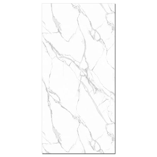 AMON Wandpaneele 122x244cm in Marmor- Granit-Optik (Carrara White) ideal als Duschrückwand Badrückwand Küchenrückwand TV-Rückwand Dusch- Bad- Wand-Verkleidung aus 3mm PVC Wasserdicht Wasserfest