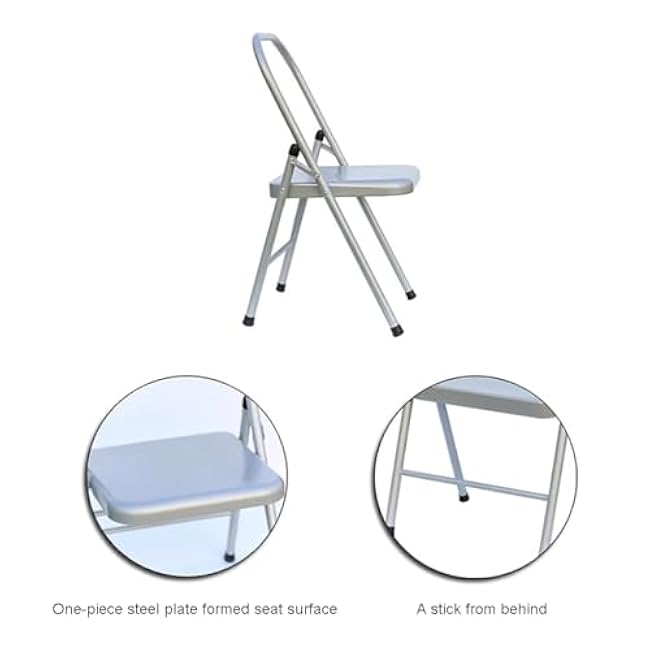 Adult Foldable Backless Yoga Chair with Anti Slip Foot Pads, Sturdy and Durable, with a Load-Bearing Capacity of 300 pounds, can Assist in Completing Yoga Exercises,White-43cm/16.9inch