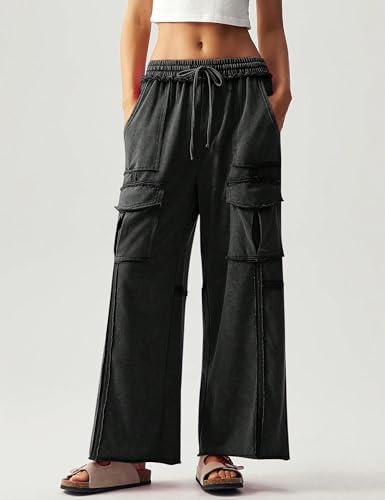 Women's Wide Leg Baggy Cargo Sweatpants Casual Drawstring Waist Trouser with Pockets 2025 Fall Fashion Outfits Clothes2