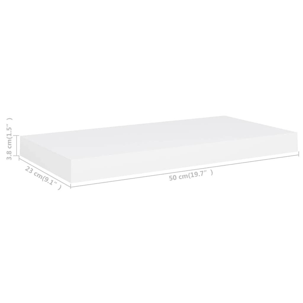 Scaffali a Parete 2 pz,Mensole da muro design Mensole cameretta Mensole da muro angolare Per soggiorno, studio, bagno, cucina Bianchi 50x23x3,8 cm in MDF