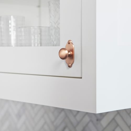 Image of Goo-Ki Brushed Copper Zinc Alloy Cabinet Large Knob with Backplate - Single Hole Center Cabinet Pull Hardware for Bedroom, Kitchen, 2 Pack(8611-G013)