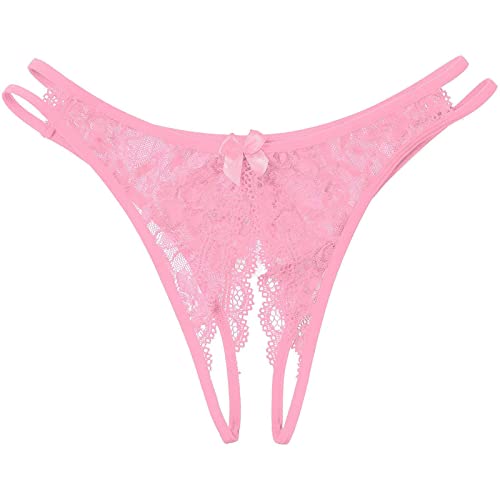 DRHOM Men's Crossdresser Floral Lace Sissy G-StringThong Tanga Hollow Out Low Waist Knickers Briefs Panties3