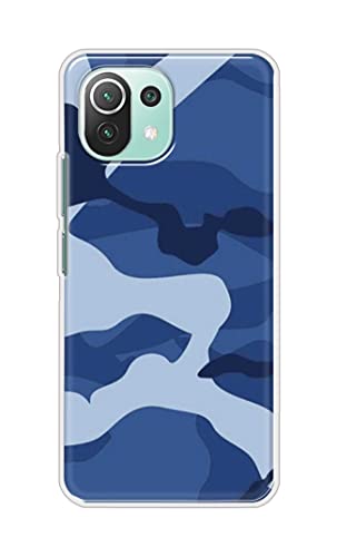 Image of Printed Hard Back Cover Case for Mi 11 Lite | Mi 11 Lite NE 5G Back Cover (Army Blue Pattern) -1302