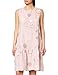 Bonamaison Abito Collo Tondo di Media Lunghezza con Stampe e Fondo Arricciato Casual Dress, Rosa, XL Womens