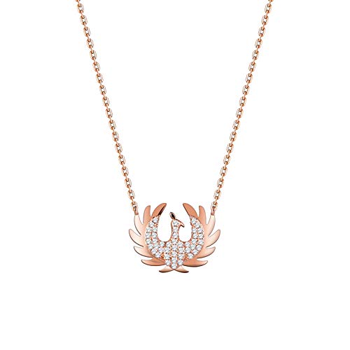 Collier Phénix HJLJKG pour femme, parure chaîne clavicule et pendentif rose romantique